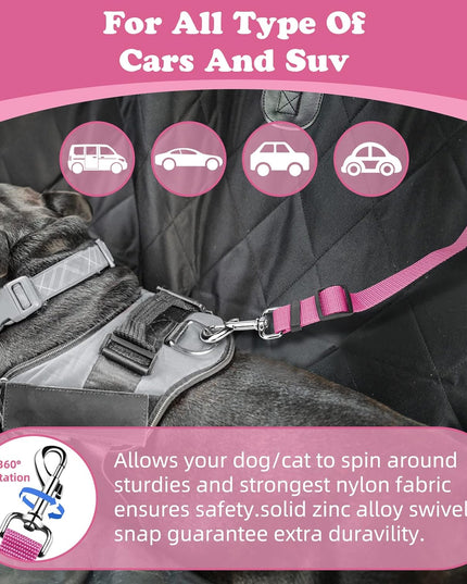 2 Packs Dog Cat Safety Seat Belt Strap Car Headrest Restraint Adjustable Nylon Fabric Dog Restraints Vehicle Seatbelts Harness