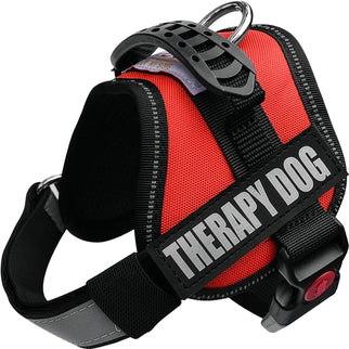 Reflective Therapy Dog Vest Harness with 2 Removable Patches, Adjustable Woven Nylon, for Therapy Visits and Volunteer Programs, Red, Extra Small