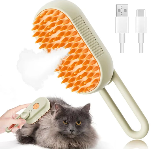 3-In-1 Dog Hair Brush Cat Hair Brush Electric Pet Cleaning Brush Steam Spray Brush Massage Hair Removal Comb Anti-Tangle Brush