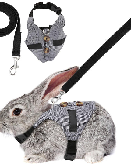 Rabbit Vest Harness and Leash Set Adjustable Formal Suit Style for Bunny or for Small Animals. (S)