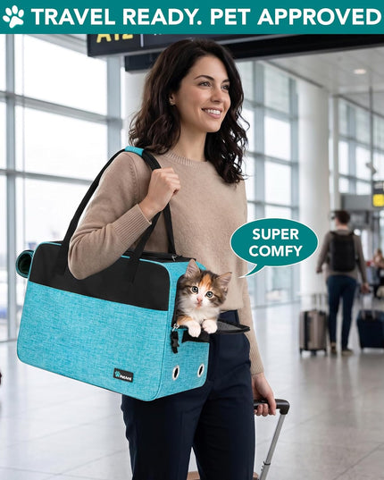 Dog Purse Carrier for Small Animals, TSA Airline Approved Soft-Sided Pet Carrier with Pockets, Ventilated Travel Tote Bag with Bed & Shoulder Strap, (Max 12 Lbs)