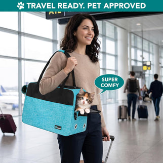 Dog Purse Carrier for Small Animals, TSA Airline Approved Soft-Sided Pet Carrier with Pockets, Ventilated Travel Tote Bag with Bed & Shoulder Strap, (Max 12 Lbs)