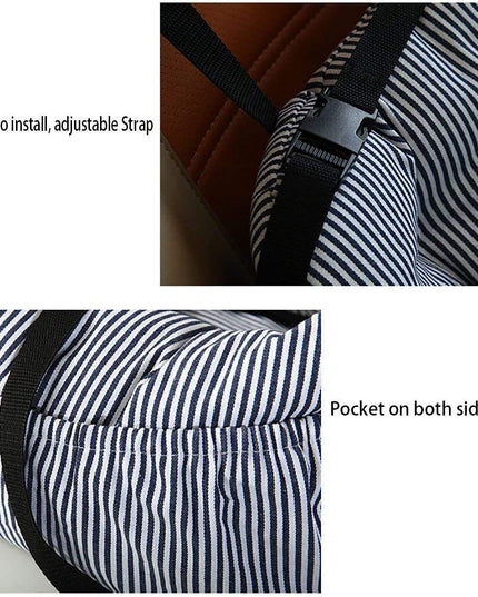 Dog Car Seat Pet Booster Seat Pet Travel Safety Dog Bed for Car with Storage Pocket (Coffee Stripe)