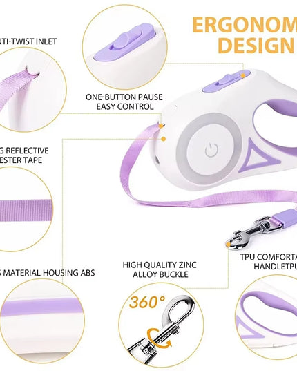 Advanced Durable Automatic Retractable Leash with Flashlight.