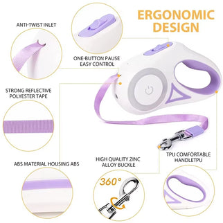 Advanced Durable Automatic Retractable Leash with Flashlight.
