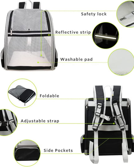 Innovative Traveler Bubble Backpack Pet Carriers for Cats and Dogs (Black)