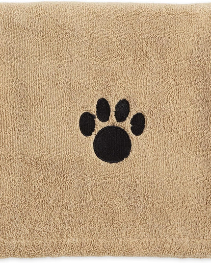 Pet Grooming Towel Collection Absorbent Microfiber X-Large, 41X23.5", Embroidered Taupe