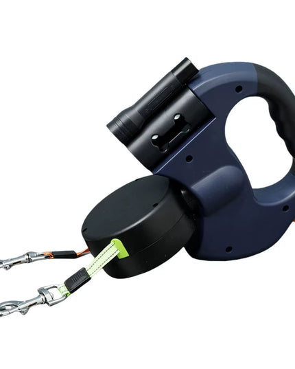 Double Headed Dog Leash Traction Rope with LED Light Dog Walking Leash Retractable Dog Leash for Small Medium Dogs