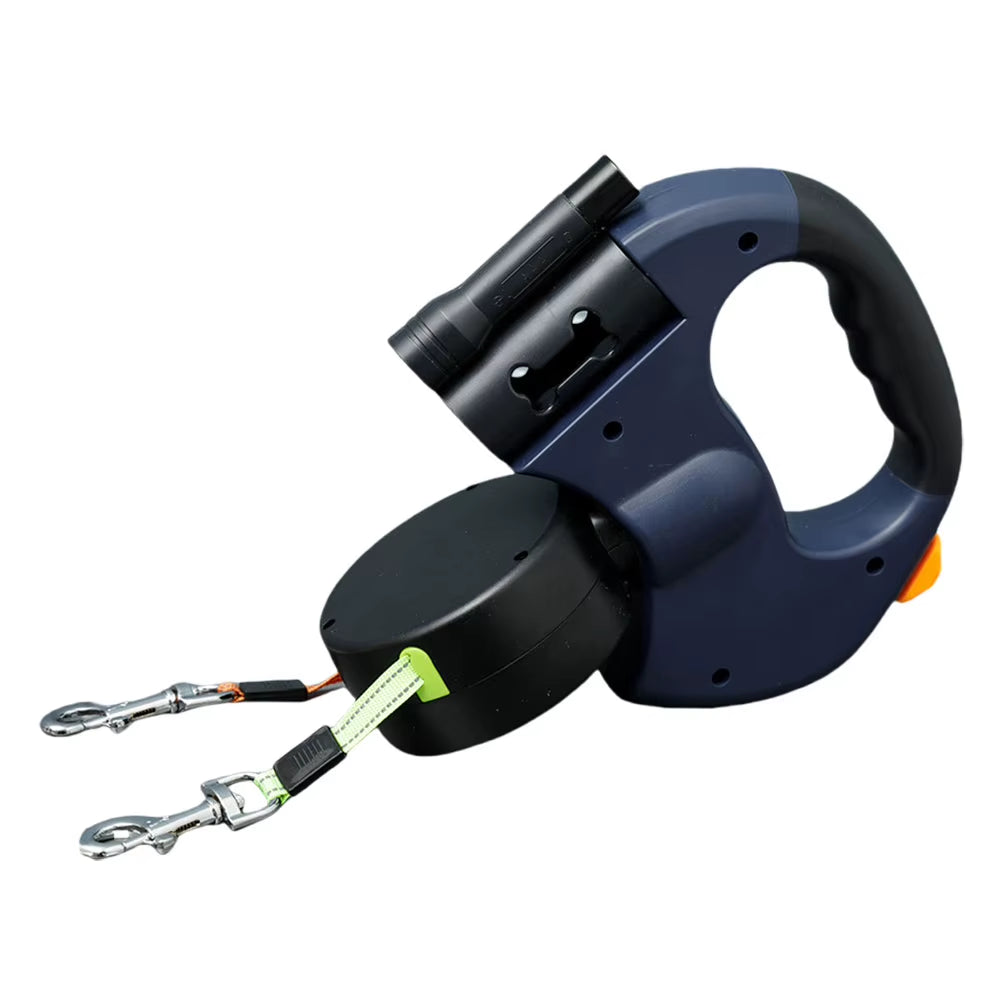 Double Headed Dog Leash Traction Rope with LED Light Dog Walking Leash Retractable Dog Leash for Small Medium Dogs