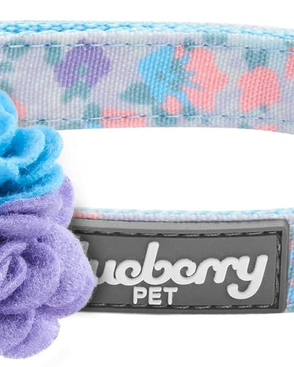 Cute Floral Print Adjustable Dog Collar in Lavender with Detachable Flower Accessory, X-Small, Neck 7.5"-10" for Female Dogs