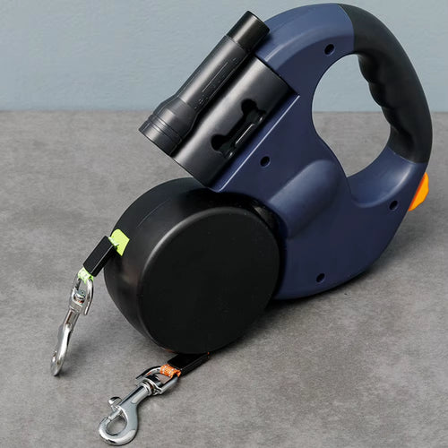 Double Headed Dog Leash Traction Rope with LED Light Dog Walking Leash Retractable Dog Leash for Small Medium Dogs
