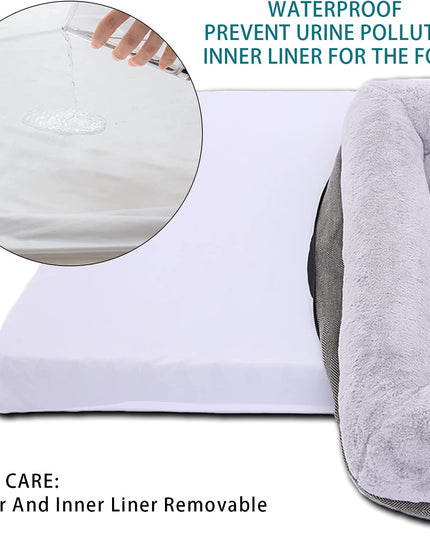 Orthopedic Dog Bed for Medium Dogs, Bolster Sides Dogs Sofa Bed with Removable Washable Cover & Non-Skid Bottom, Soft Pet Bed with Egg Foam Dog Couch for Sleeping, 31 X 25 Inch, Gray