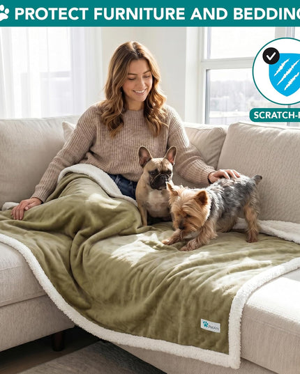 Dog Blanket for Medium Large Dogs and Pets, Soft Sherpa Fleece Pet Blanket Throw for Cats Puppies, Reversible Plush Couch Cover Protector for Sofa Bed Car Seat, Machine Washable, 80X60, Taupe